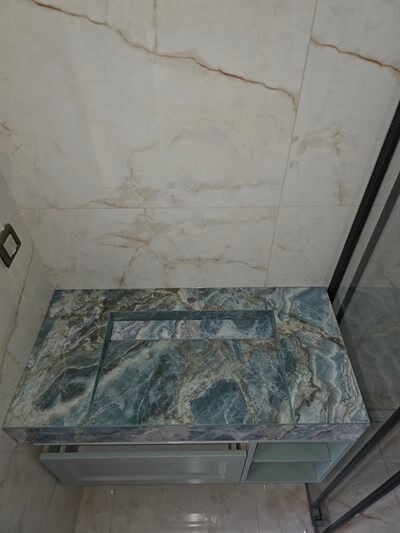 Okyanus Mavisi Oniks Görünümlü Porselen Lavabo - AC26008