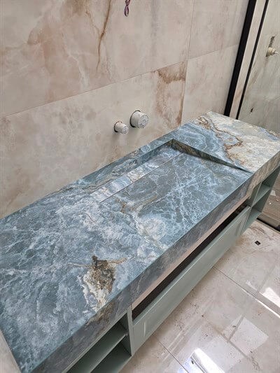 Okyanus Mavisi Oniks Görünümlü Porselen Lavabo - AC26008