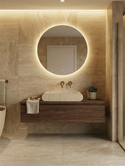 Oval Doğal Traverten Lavabo - AMSK26011 
