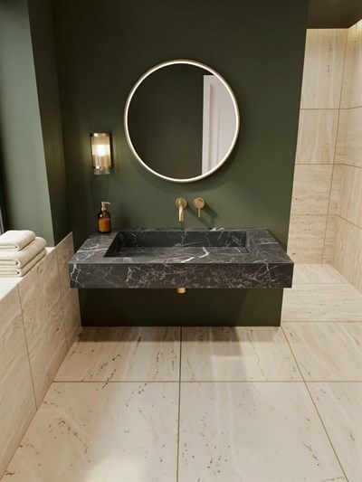 Siyah Mermer Görünümlü Porselen Lavabo - AC26021
