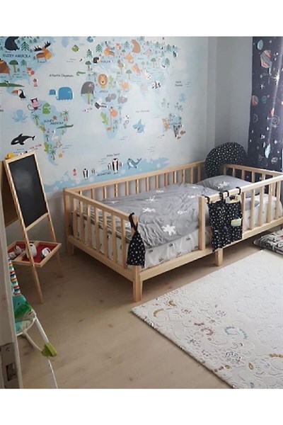 90*190 Doğal Ahşap Çocuk Yatağı