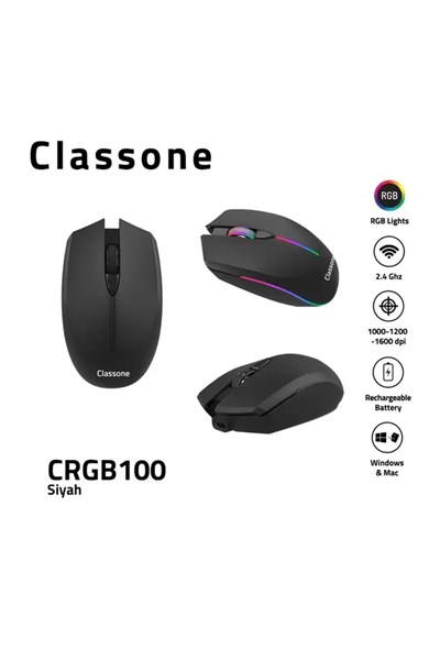 Crgb100 2.4 Ghz Rgb Işıklı, Efektli, Rf Kablosuz, Mouse - Siyah