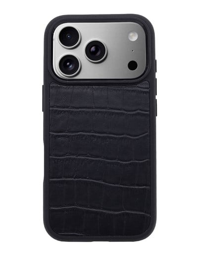 Deri iPhone Kılıf 17 Pro Max Siyah Croco