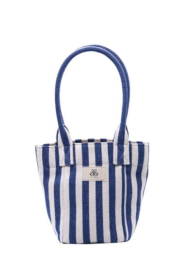 Mini Tote Çanta Kalın Lacivert Çizgili Small
