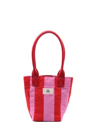 Mini Tote Çanta Kırmızı Çizgili Small