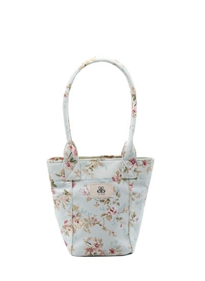 Mini Tote Çanta Mavi Çiçekli Small