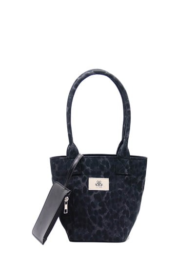 Mini Tote Çanta Siyah Leopar Small