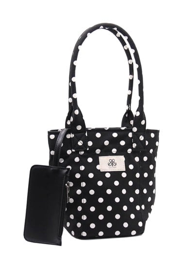 Mini Tote Çanta Siyah Puantiye Small