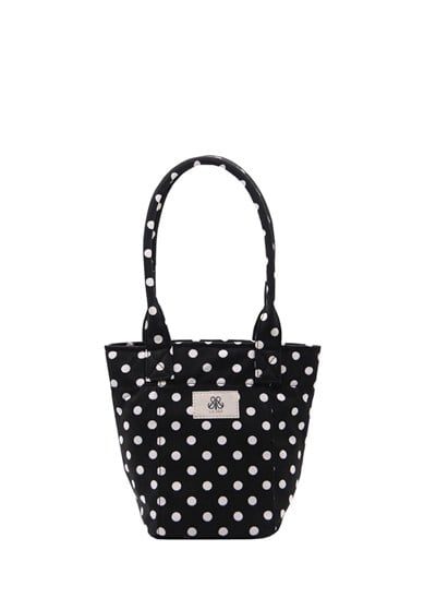 Mini Tote Çanta Siyah Puantiye Small