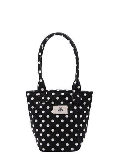 Mini Tote Çanta Siyah Puantiye Small