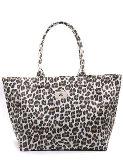 Tote Çanta Beyaz Leopar Large