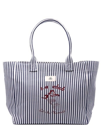 Tote Çanta Çizgili Lacivert Large