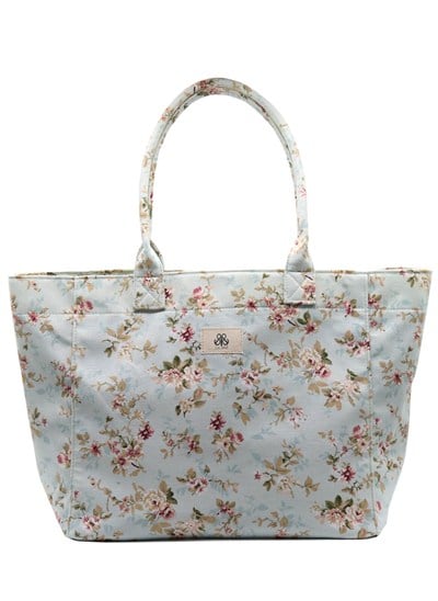 Tote Çanta Mavi Çiçekli Large