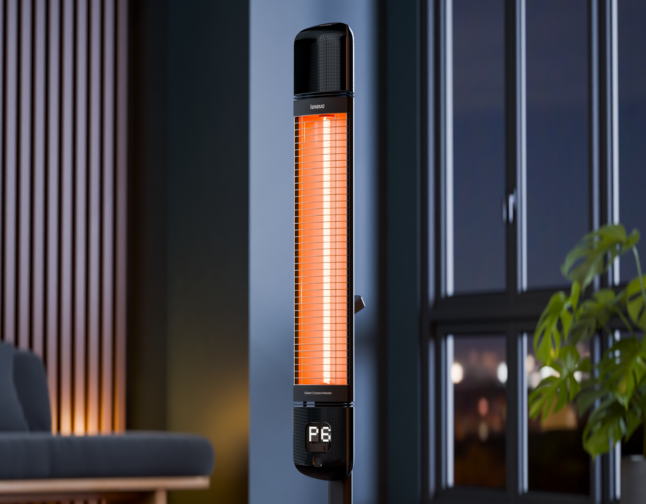 Ev yaşam alanında Luxeva ayaklı infrared ısıtıcı