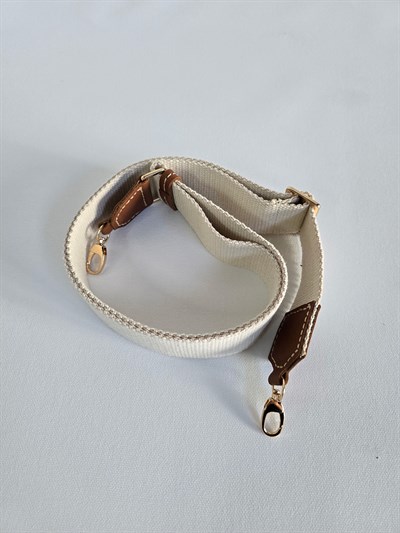 Kolon Ayarlı Askı - Krem Kolon Taba Deri