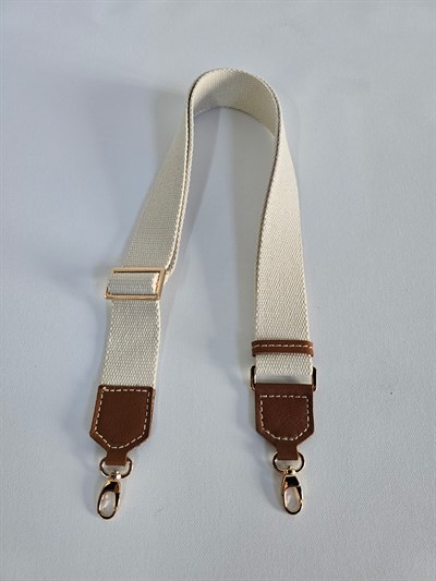 Kolon Ayarlı Askı - Krem Kolon Taba Deri