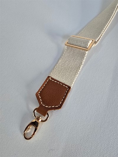 Kolon Ayarlı Askı - Krem Kolon Taba Deri