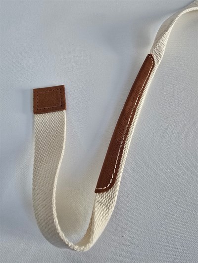 Kolon Çift Omuz Askı - Krem Kolon Taba Deri