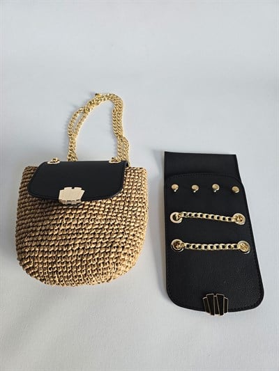 Ysl Kapak ve Zincir Omuz Askı - Siyah