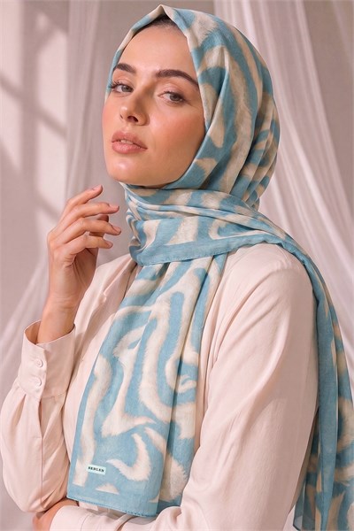 Aura Soyut Akış Desenli Şal - Mint