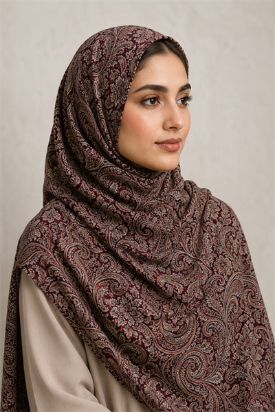 Soft Şal Paisley Desen - Bordo