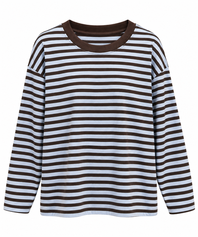 MAVİ ÇİZGİLİ KAHVE SWEAT
