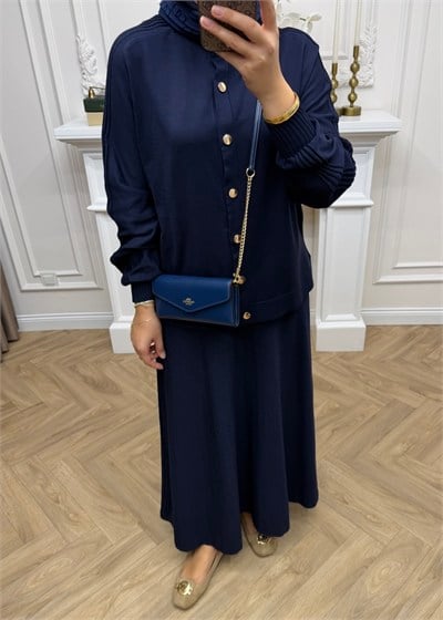 Feraye Merserize Etekli Takım Lacivert