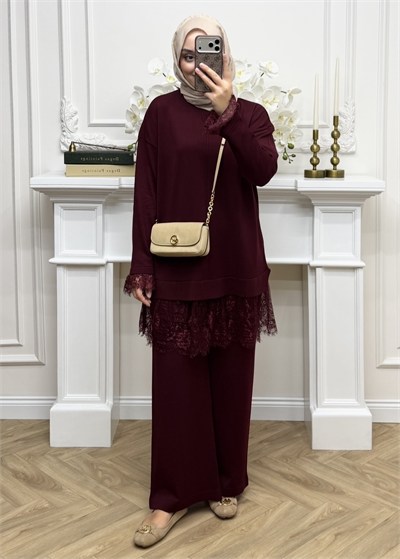 Layla Merserize Takım Bordo