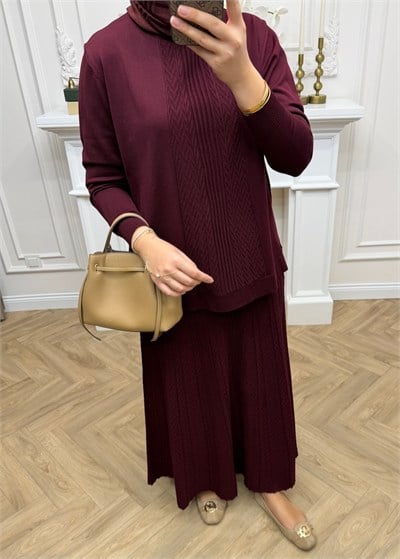 Luvena Merserize Etekli Takım Bordo