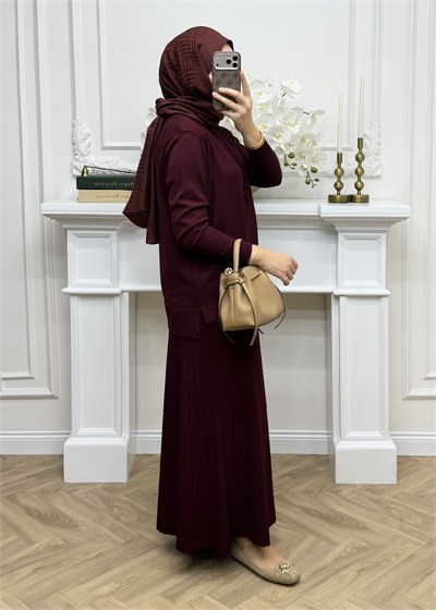 Luvena Merserize Etekli Takım Bordo