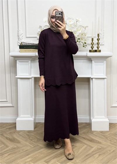 Mayla Merserize Etekli Takım Mürdüm