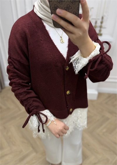 Melissa Dantelli Hırka Bordo
