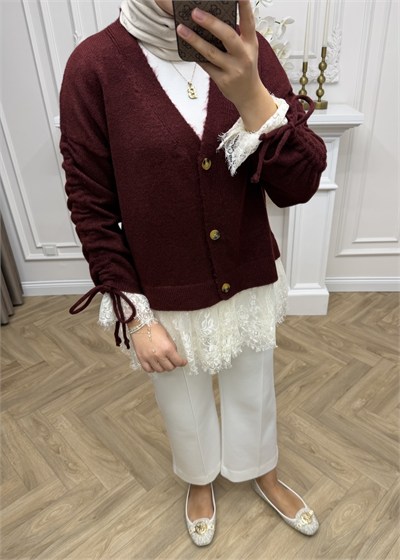 Melissa Dantelli Hırka Bordo