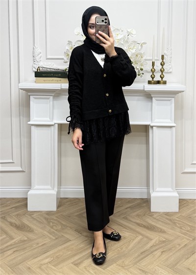 Melissa Dantelli Hırka Siyah