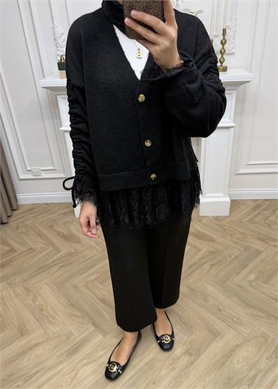 Melissa Dantelli Hırka Siyah