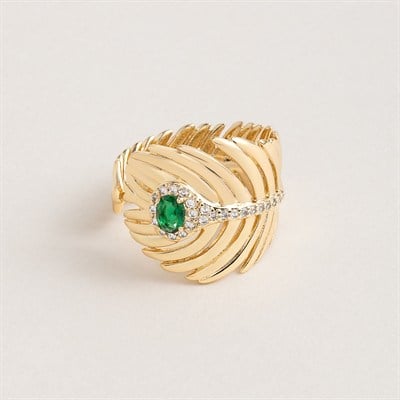 Green big leaf ring