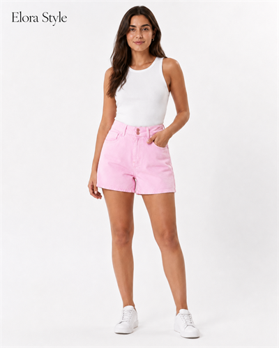Pembe Tensel Denim Şort