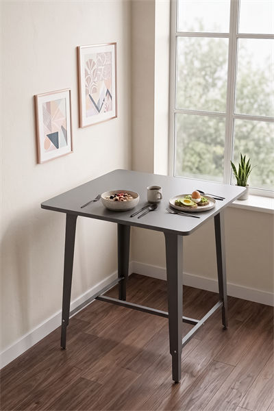 Mars Yemek Masası Antrasit 70X70 cm Mutfak Masası, Balkon Masası