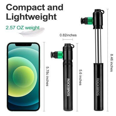 Rockbros CO2 Kartuş Uyumlu Alüminyum Mini Bisiklet Pompası (110 PSI)