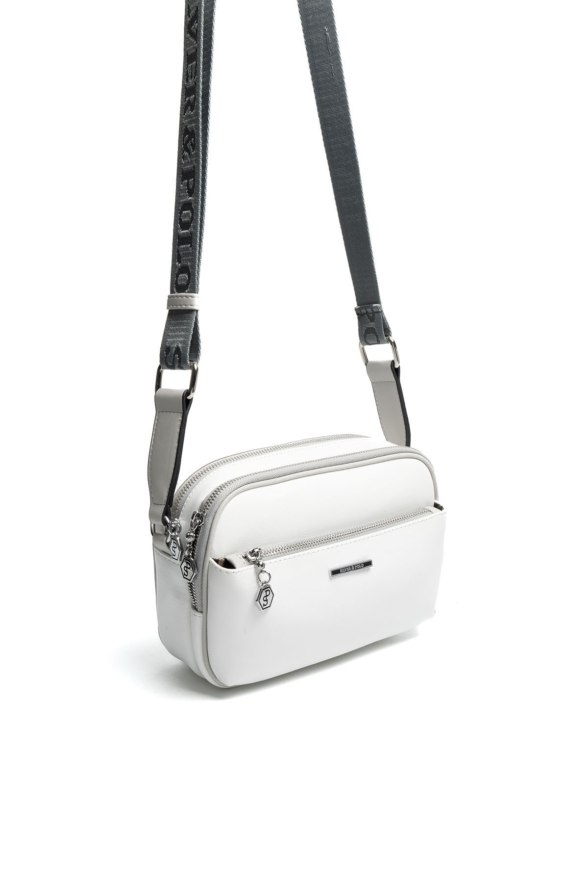 Silver & Polo SP1162 Kadın Çapraz Çanta Düz Beyaz-A.Gri