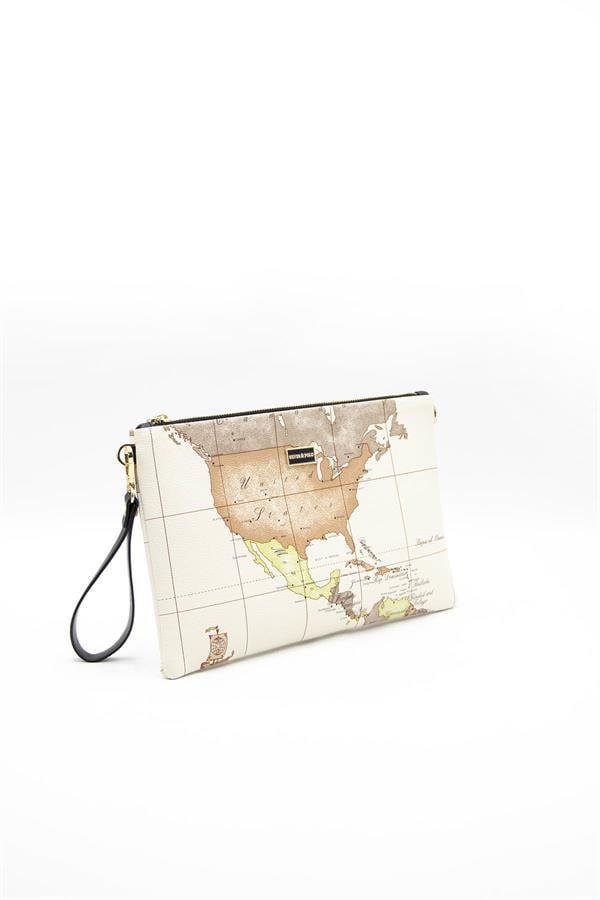 Silver Polo Bej - A.Taba Harita Kadın Portföy ve Clutch El Çantası SP1034