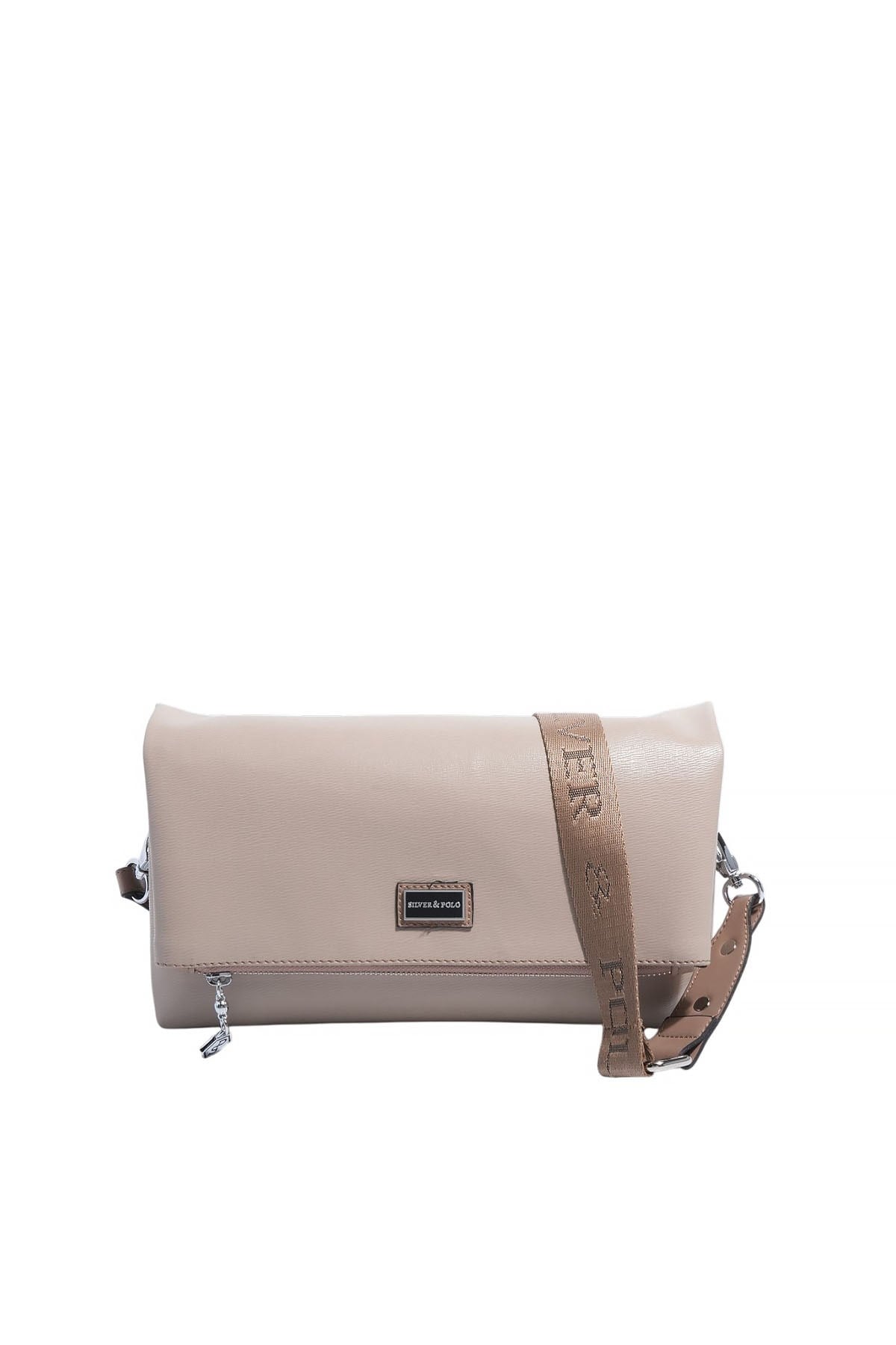 Silver Polo Koyu Bej - Latte Düz Kadın Çapraz Çanta SP1278