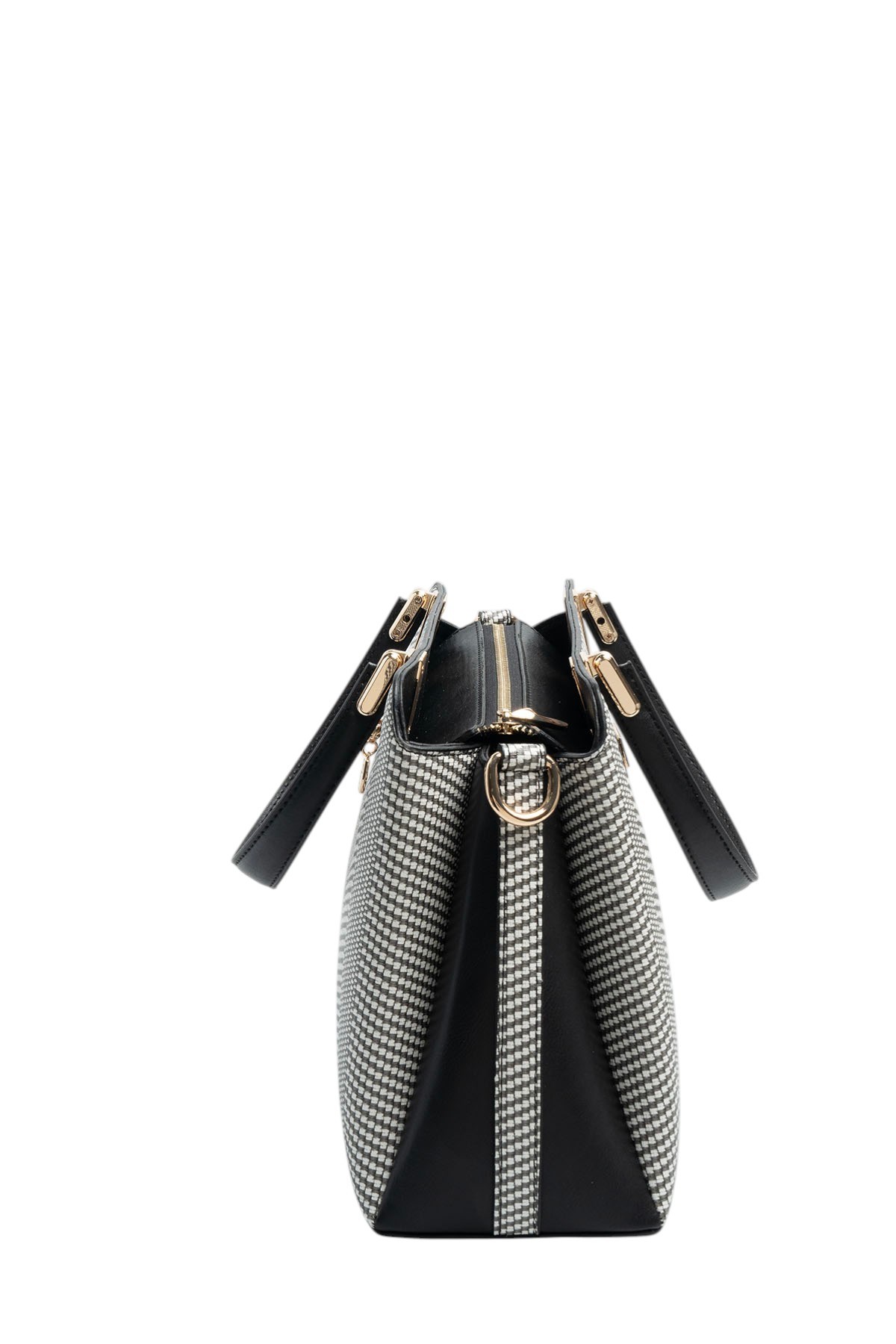 Silver & Polo SP9721 Kadın El Çantası Hasır Siyah Beyaz-Siyah