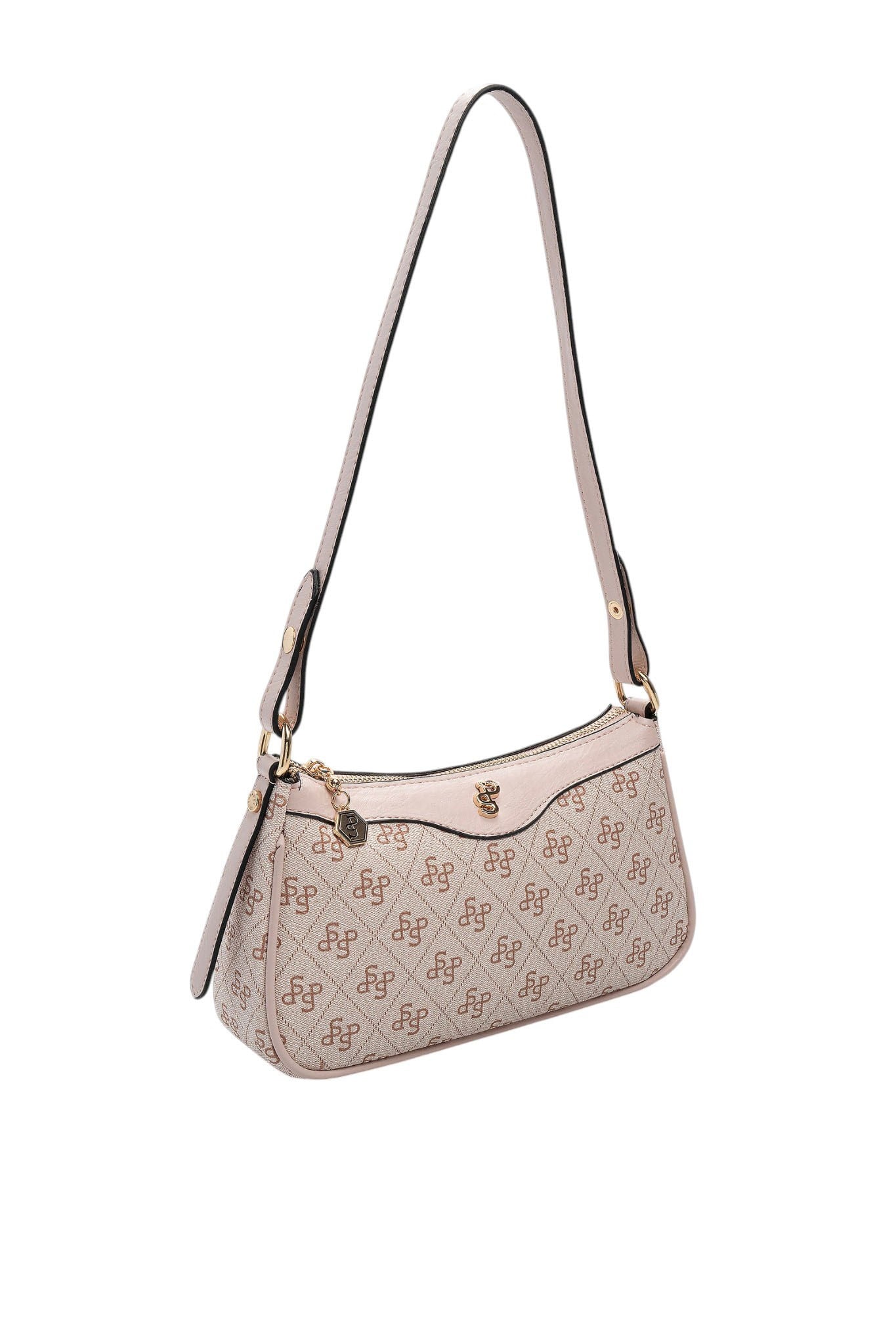Silver Polo Pembe - Pudra Monogram Kadın Çapraz Çanta SP1274