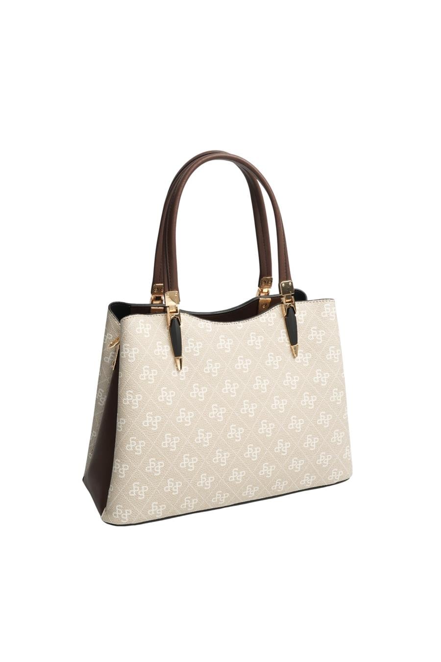 Silver Polo Taş - Kahve Monogram Kadın El Çantası SP1205