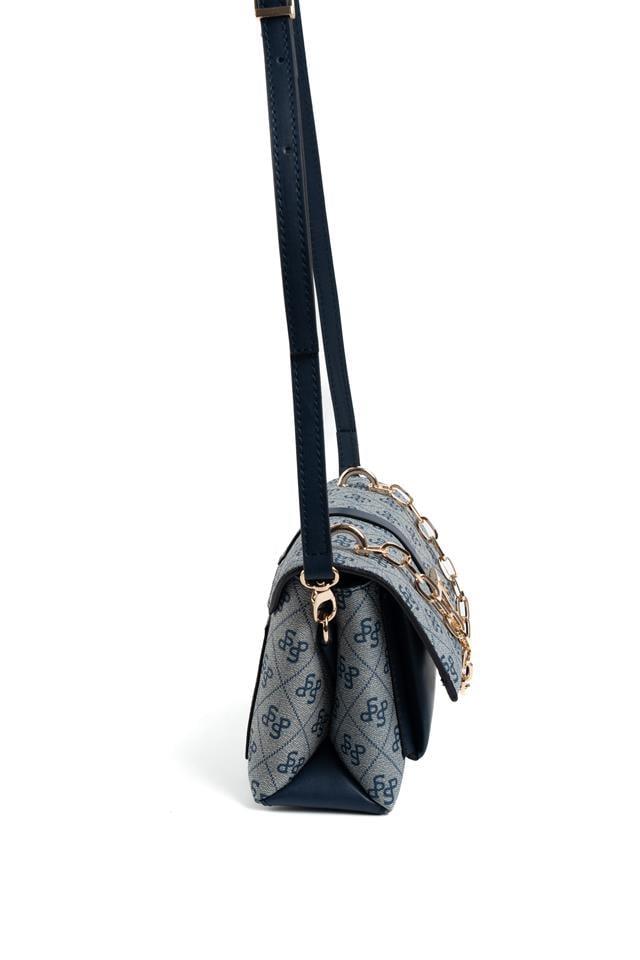 Silver Polo SP1148 Kadın Çapraz Çanta Monogram Gri-Lacivert