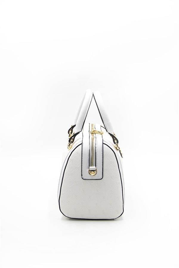 Silver & Polo SP1091 Kadın El Çantası Logolu Beyaz-Beyaz