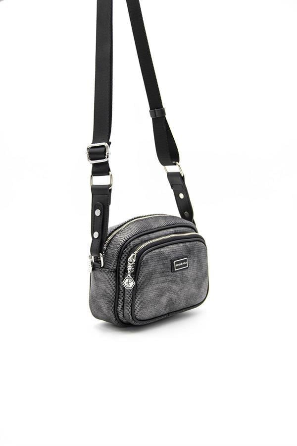 Silver & Polo SP1111 Kadın Çapraz Çanta Petek M.Gümüş-Siyah