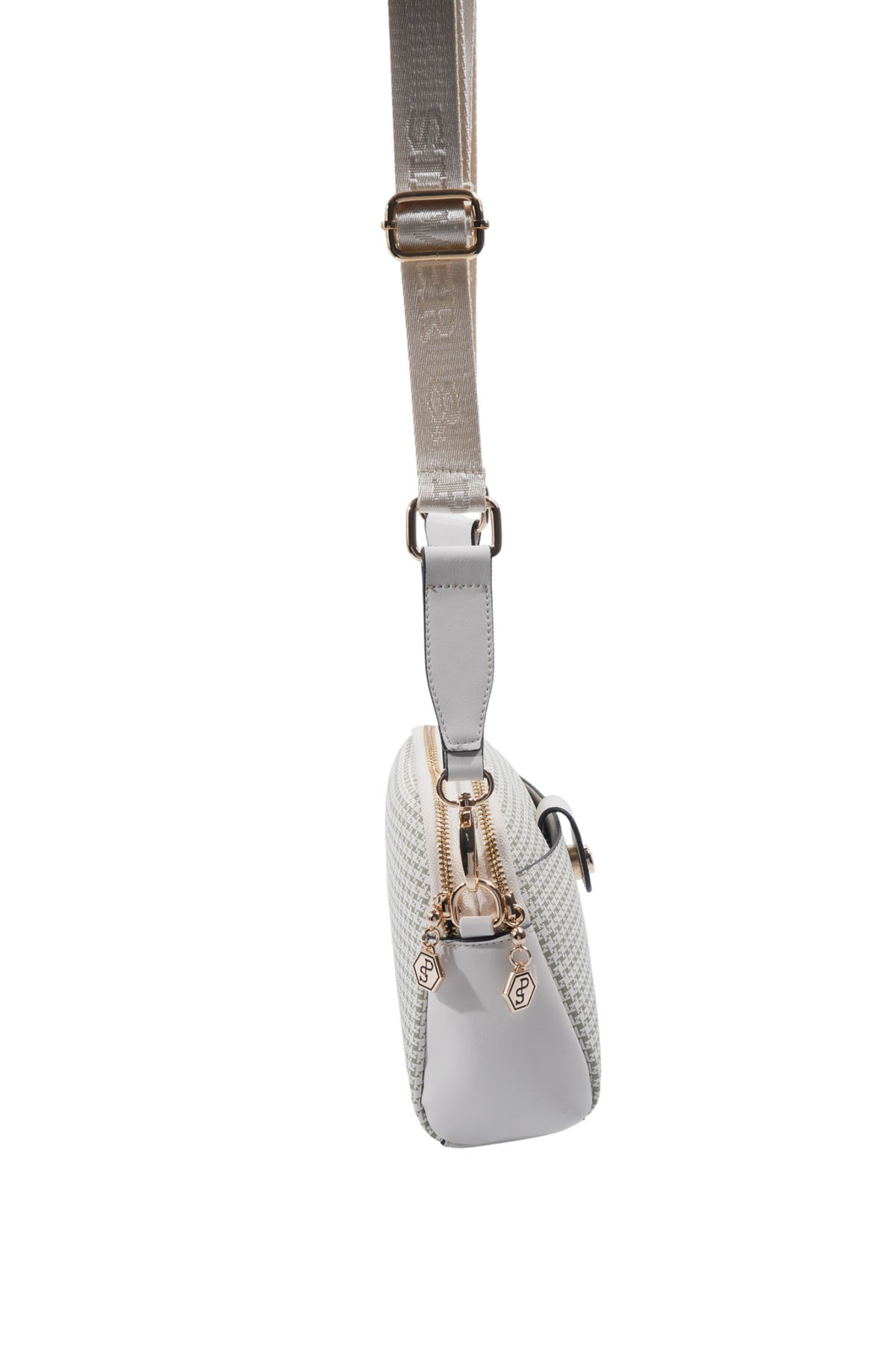 Silver Polo Yeşil - Kemik Kaz Ayağı Ekose Kadın Çapraz Çanta SP1144