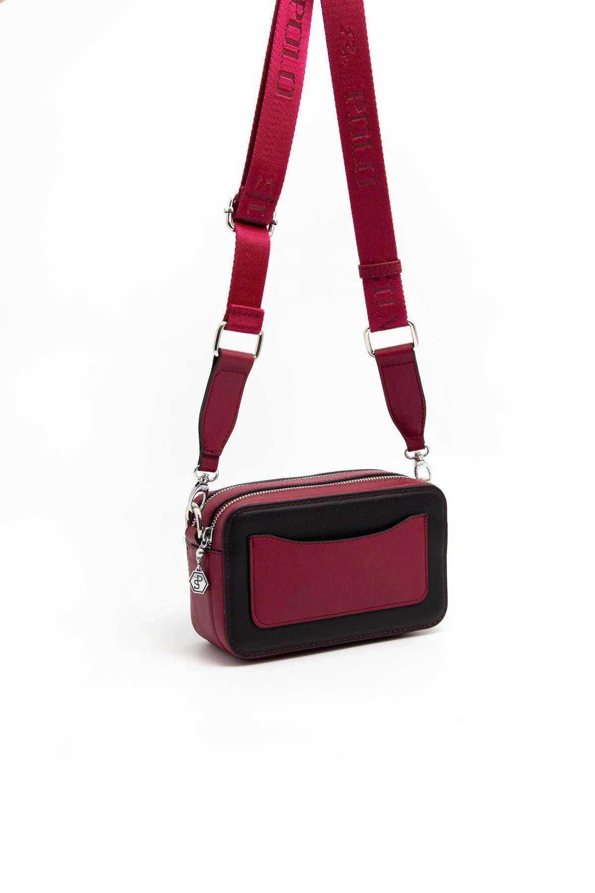 Silver Polo Siyah - Bordo Düz Kadın Çapraz Çanta SP1078